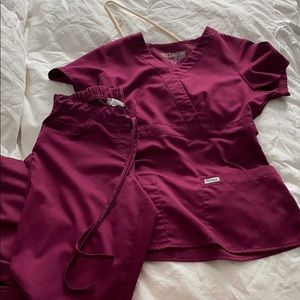 Greys Anatomy burgundy scrubs